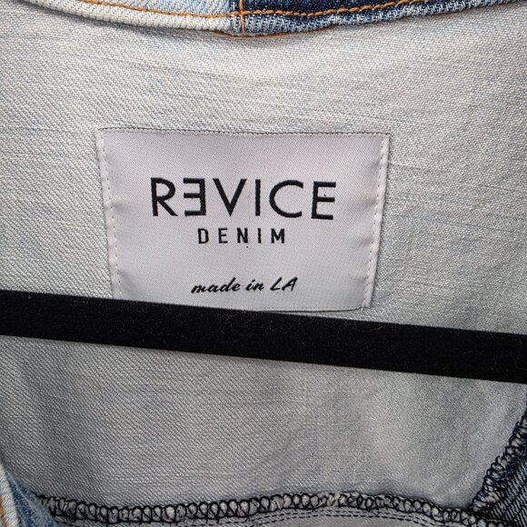 Revice Denim Patchwork Distressed Cropped Jacket – Blue – M - Picture 2 of 8